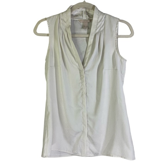 BANANA‎ REPUBLIC Cream White Micro Polka Dot Sleeveless Blouse - Picture 1 of 11